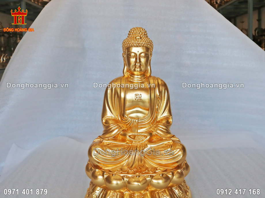 Pho Tượng Phật A Di mạ vàng 24K cỡ nhỏ được khách hàng sử dụng nhiều để thờ cúng tại gia